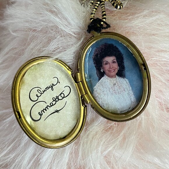 Annette Funicello "Faith " Mohair Angel Teddy Bear Locket W/ Annette's Photo - Picture 3 of 5
